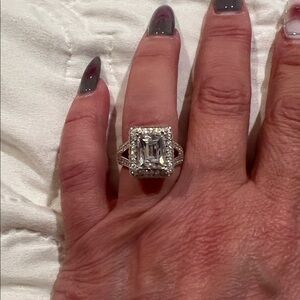 Elegant Silver CZ Engagement Ring